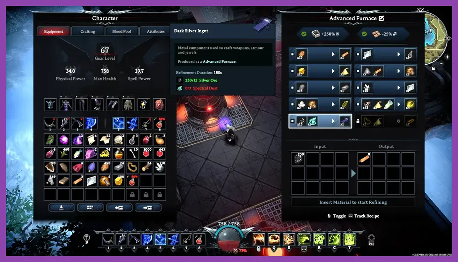 V Rising endgame dark silver smelting setup