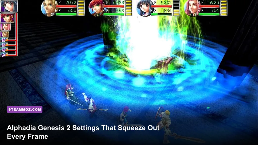 Alphadia Genesis 2 party battle gameplay on PC