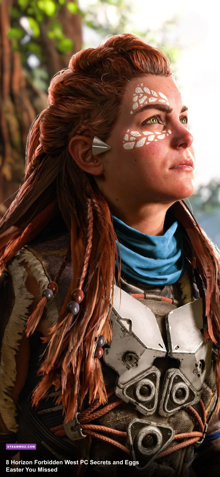 Aloy exploring an ancient overgrown ruin in Horizon Forbidden West on PC