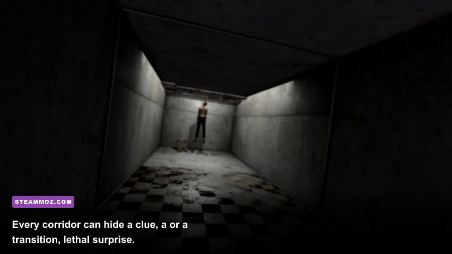 A dark institute corridor from Decay The Mare Episode 1 The First Day