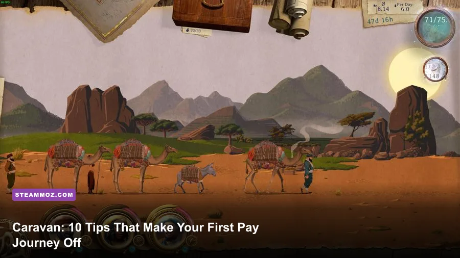 Caravan game caravan traveling across a desert map