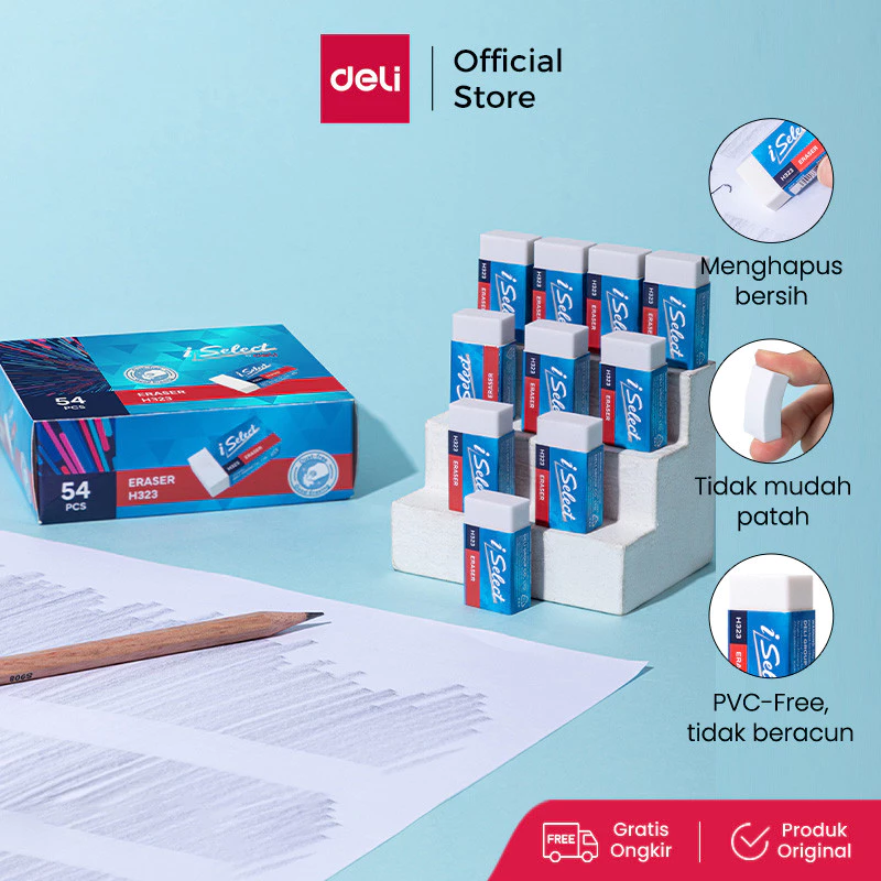 Deli I-Select Eraser Penghapus Putih Hapusan 1 pcs Bebas Debu Tidak Beracun EH323