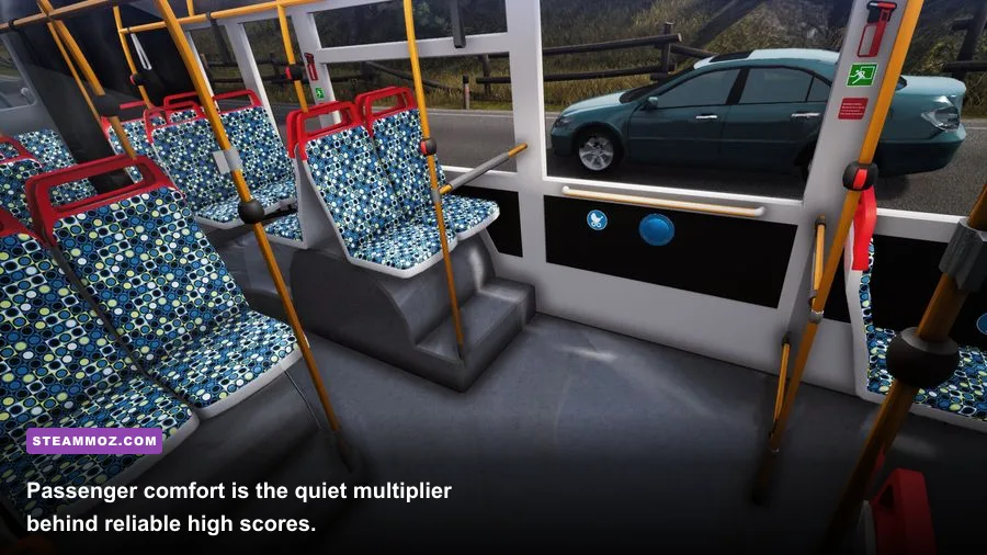 Bus Simulator 18 passengers boarding at a bus stop during a route