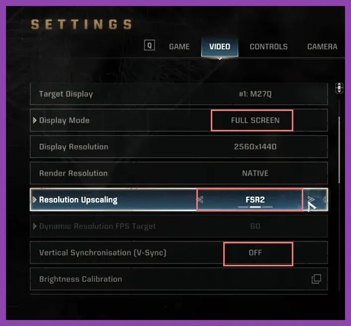 Space Marine 2 advanced video settings menu
