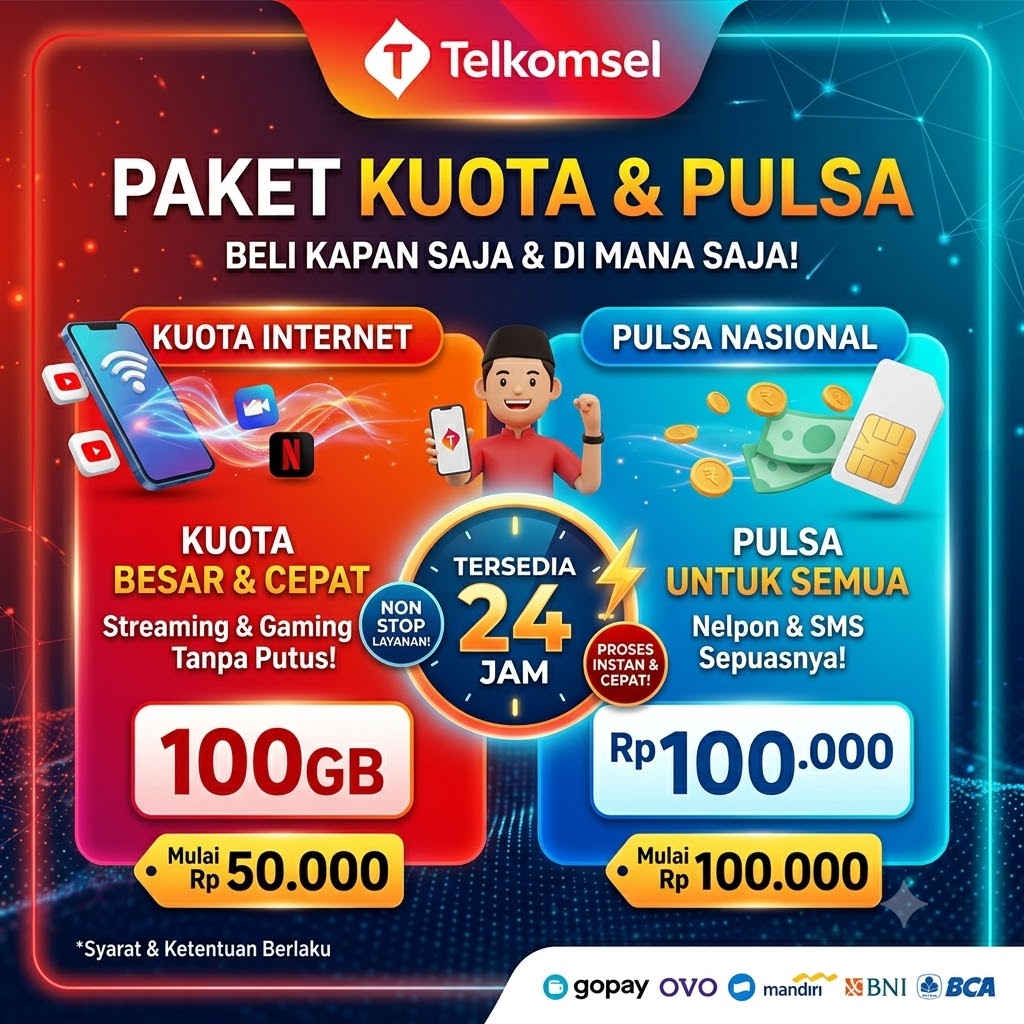 "PULSA MURAH Telkomsel Data Flash 25GB 28 Hari"
