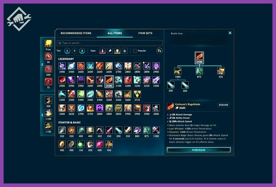 League of Legends item shop