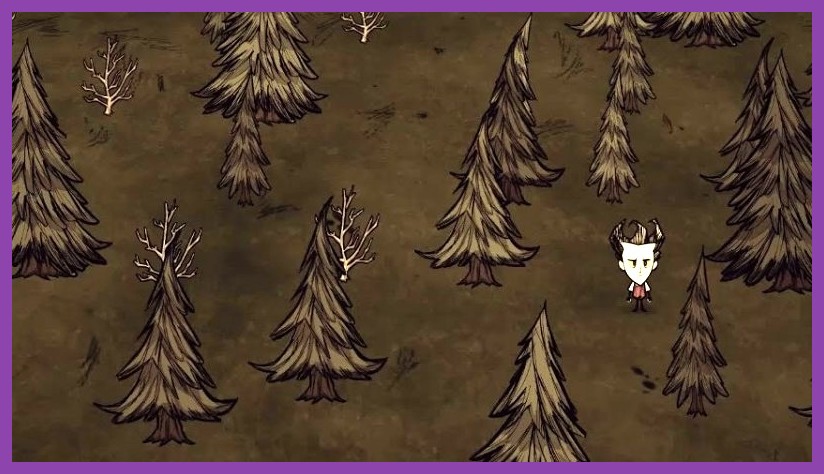 Don't Starve Together dark forest with lantern and quirky characters