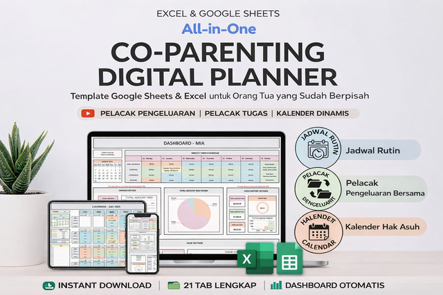 Co-Parenting Digital Planner - Template Google Sheets & Excel