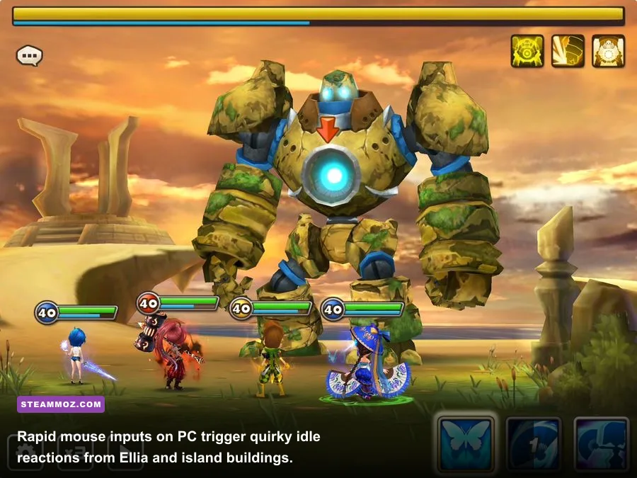 Ellia interactive animations and prop interactions on the player Sky Island