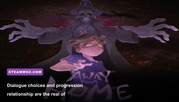 Away From Home character dialogue scene from the story-driven game