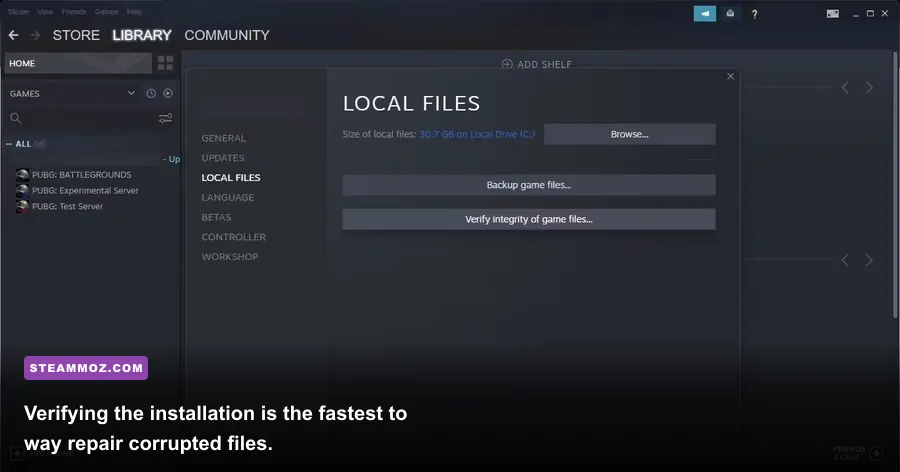 Steam properties window showing the option to verify Drawful 2 game files