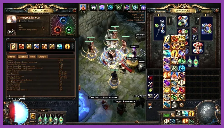 Guardian character radiating multiple auras over party