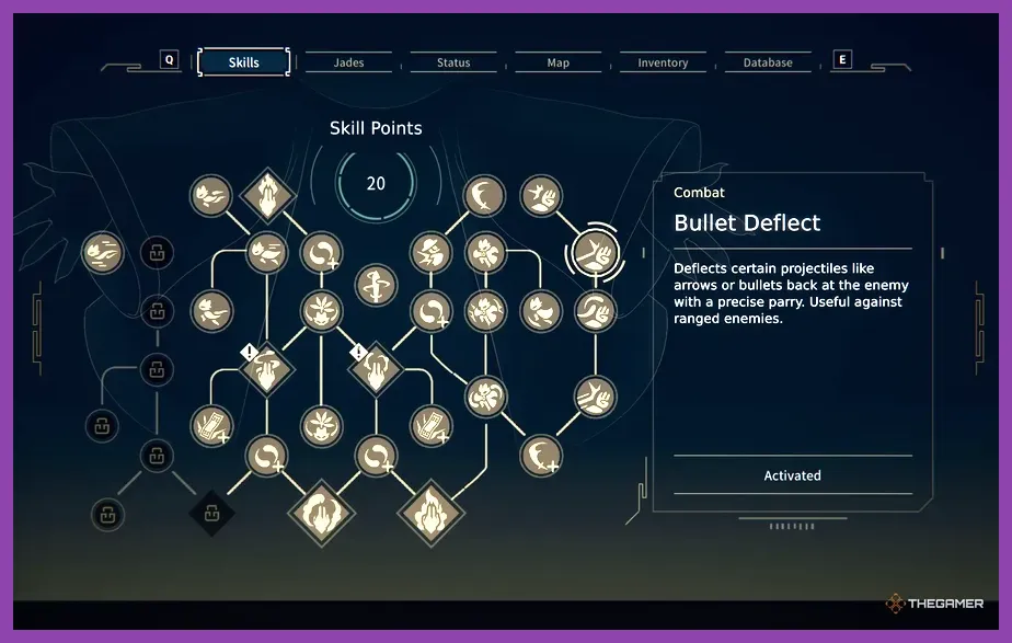 Nine Sols skill tree and upgrade menu interface