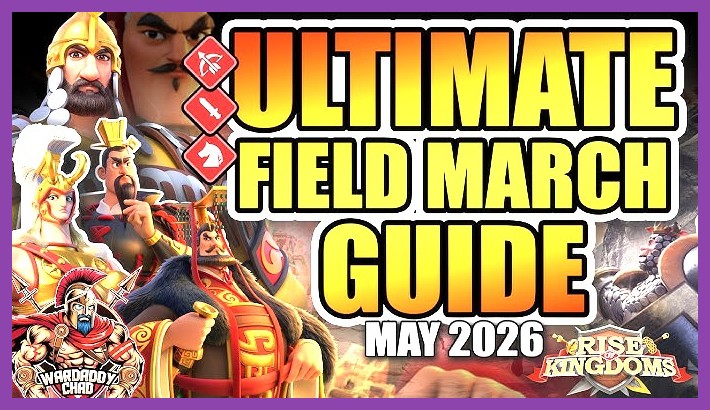 Multiple troop marches traversing the open field map in Rise of Kingdoms