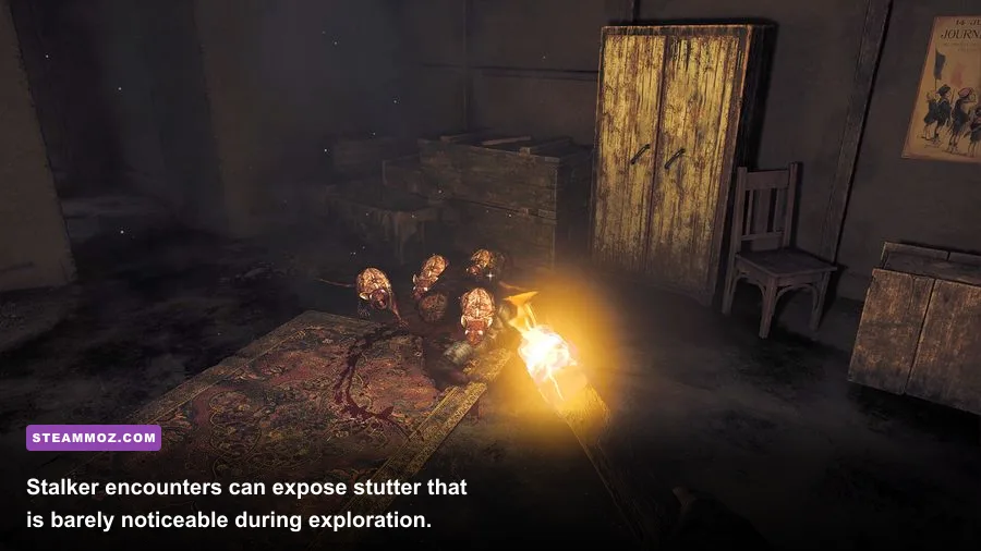 The Stalker monster emerging during Amnesia The Bunker gameplay