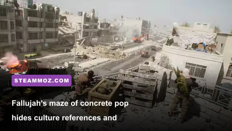 Dense rooftop combat zone in Fallujah in Squad