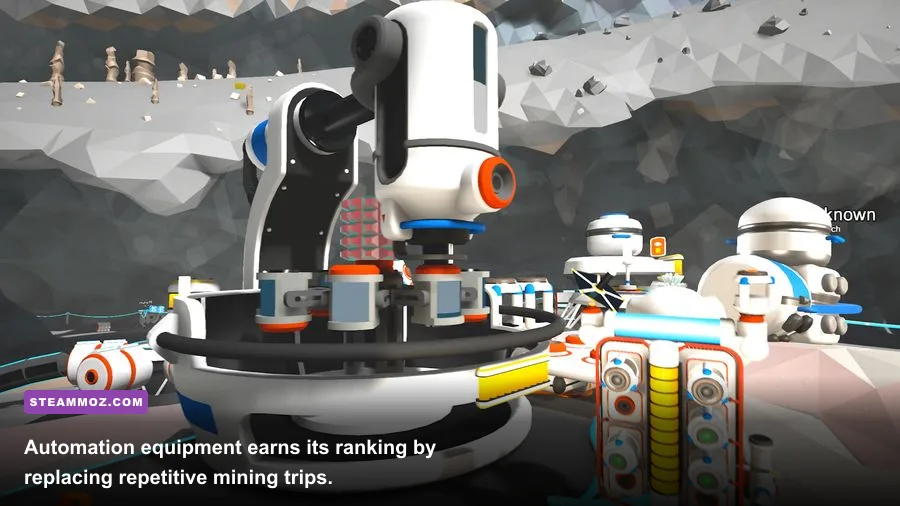 Astroneer Auto Extractor mining Astronium beside an automated base