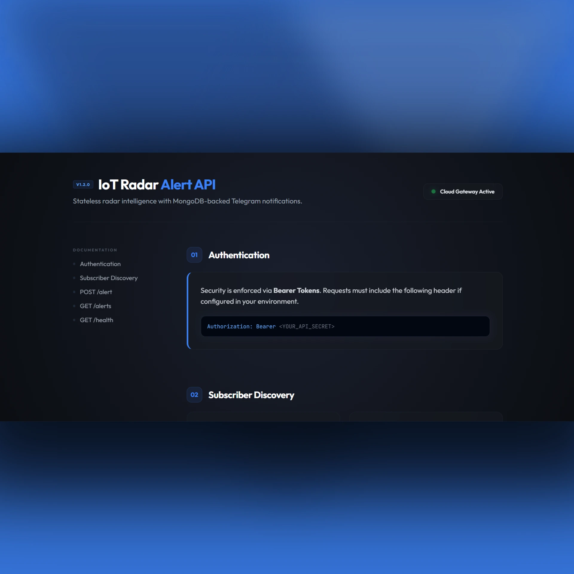 Alpha Radar Alert API