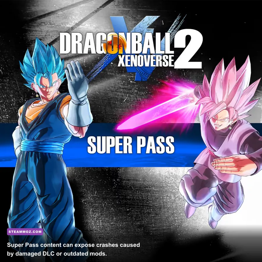 Dragon Ball Xenoverse 2 Super Pass Goku Black fighting Future Trunks in gameplay