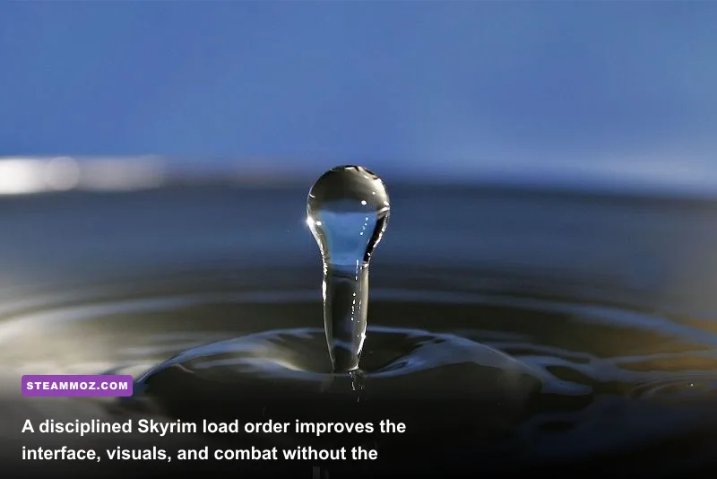 Modded Skyrim Special Edition view of Riften with SkyUI and improved lighting