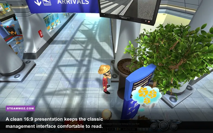 Airline Tycoon 2 widescreen PC gameplay showing an airport overview