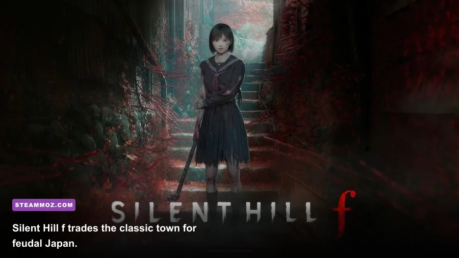 Silent Hill f gameplay showing foggy Japanese village setting
