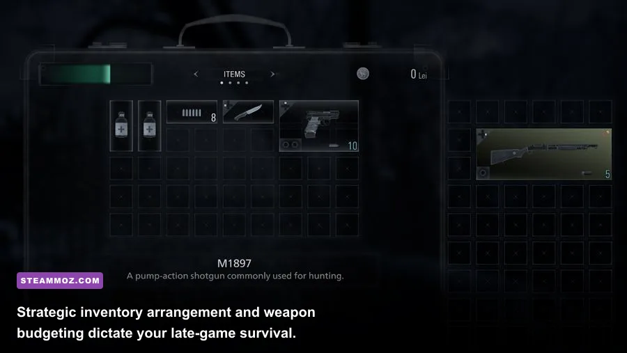 Ethan Winters attache case inventory layout in Resident Evil Village