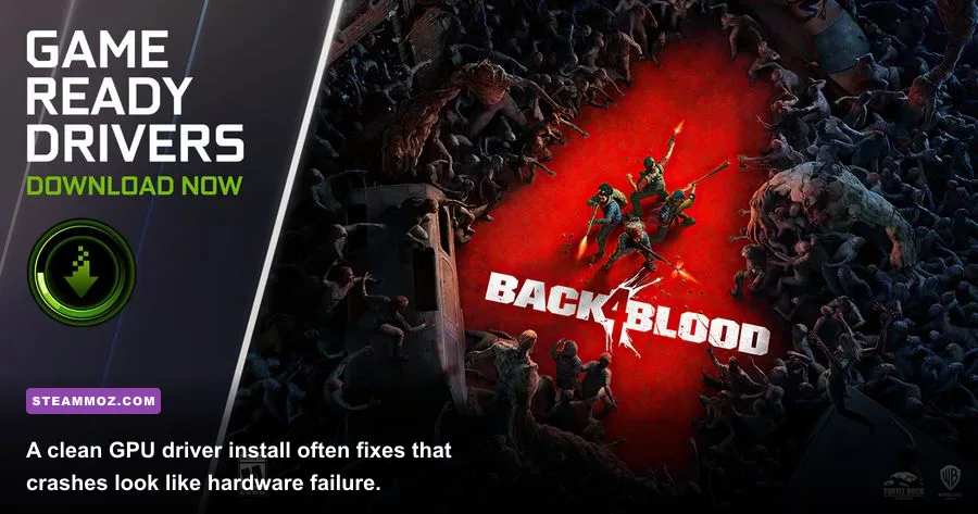 Gaming PC running Back 4 Blood with a modern graphics driver configuration