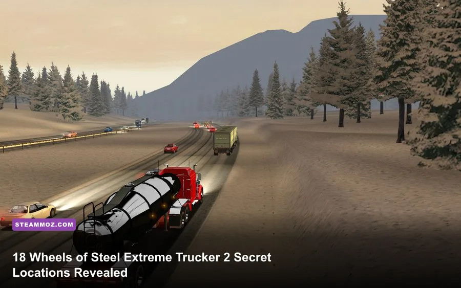 18 Wheels of Steel Extreme Trucker 2 truck driving across a long highway