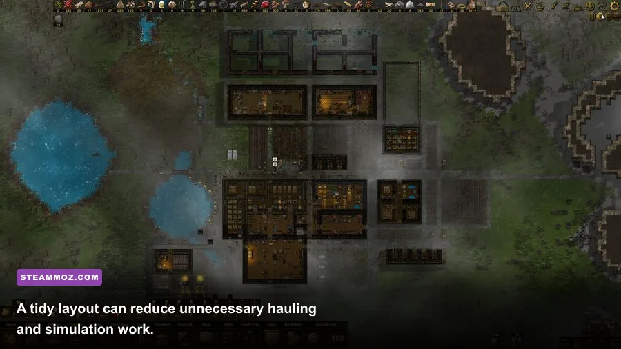Detailed Clanfolk colony layout with storage workshops and homes
