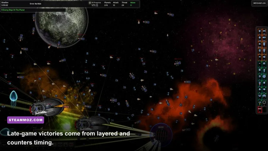 AI War 2 late game fleet assaulting a heavily defended planet