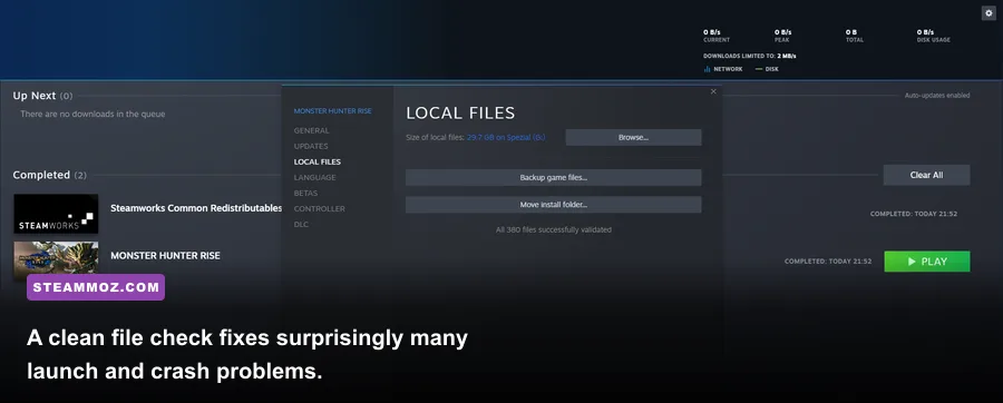 Steam verify integrity of game files menu for Destroy All Humans