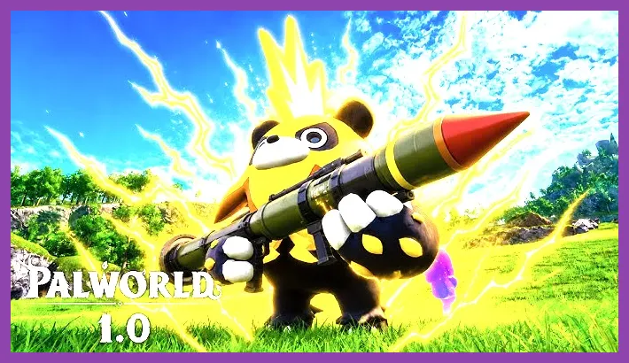 Player holding Legendary Rocket Launcher in Palworld fighting Alpha Jetragon