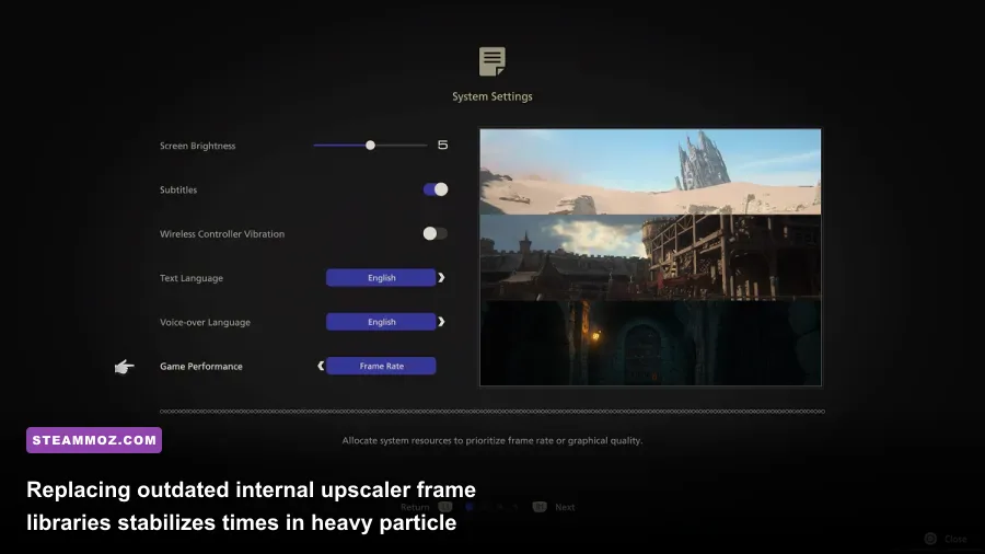 Final Fantasy 16 PC settings menu showing DLSS and frame generation configurations