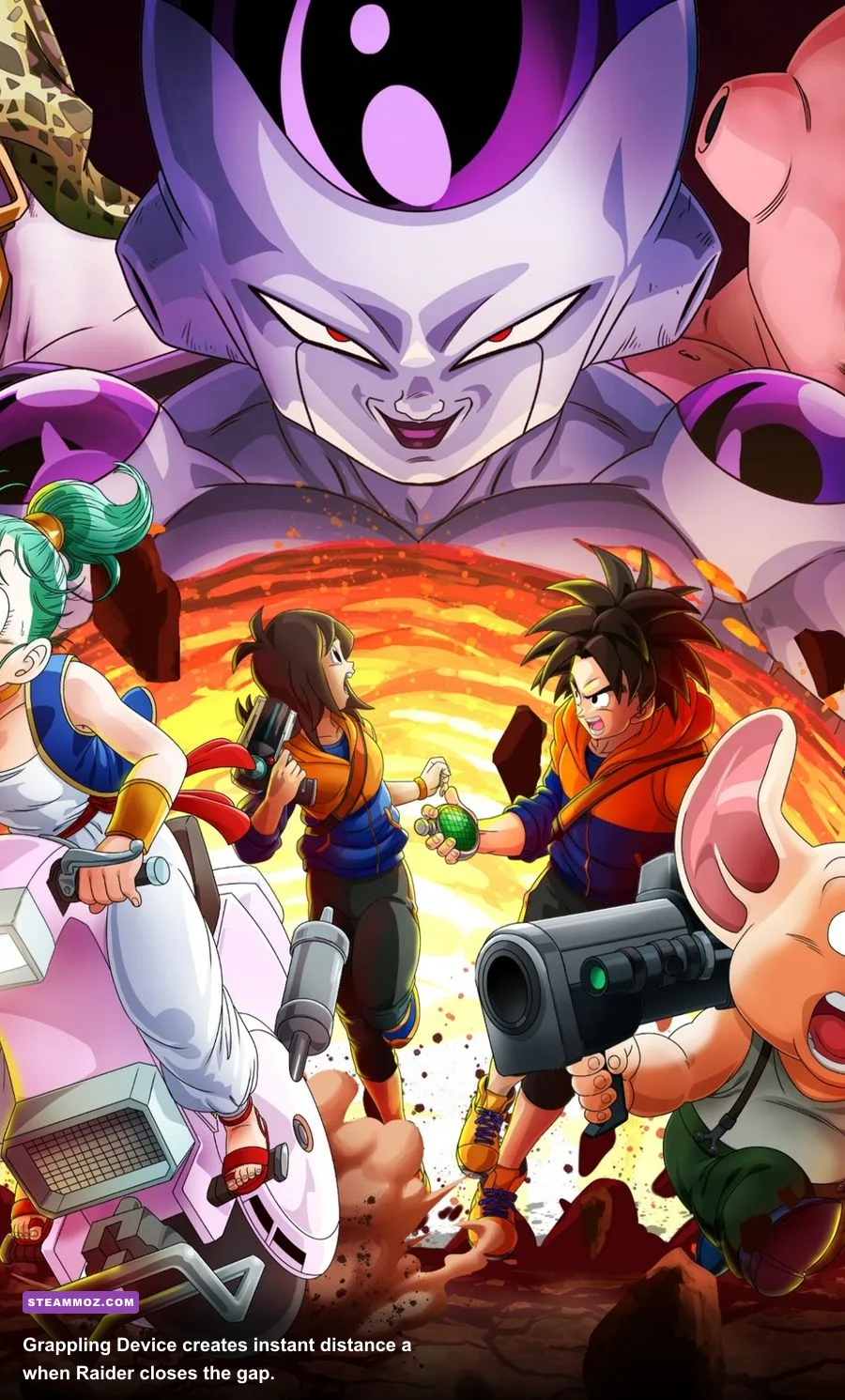 A Survivor using the Grappling Device to escape a Raider in Dragon Ball The Breakers