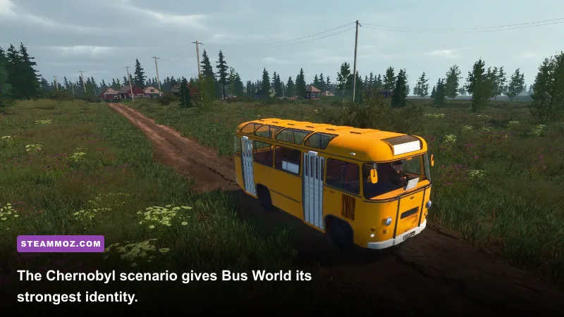 Bus World bus route through the Chernobyl map