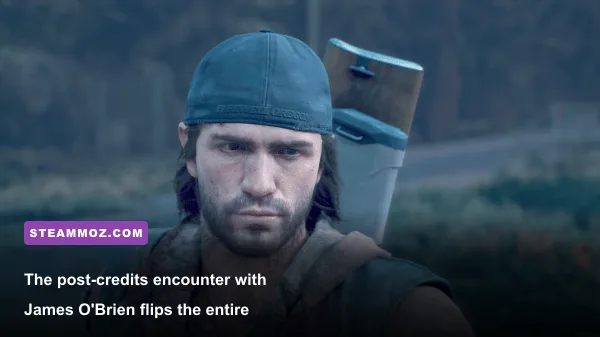 NERO researcher James O'Brien unmasking himself in the secret post-game cutscene of Days Gone