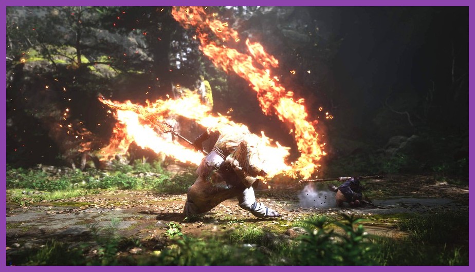 Destined One mid-combat with glowing staff in Black Myth Wukong