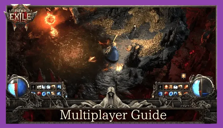 Players cooperating in Path of Exile 2 showing shared loot and party UI