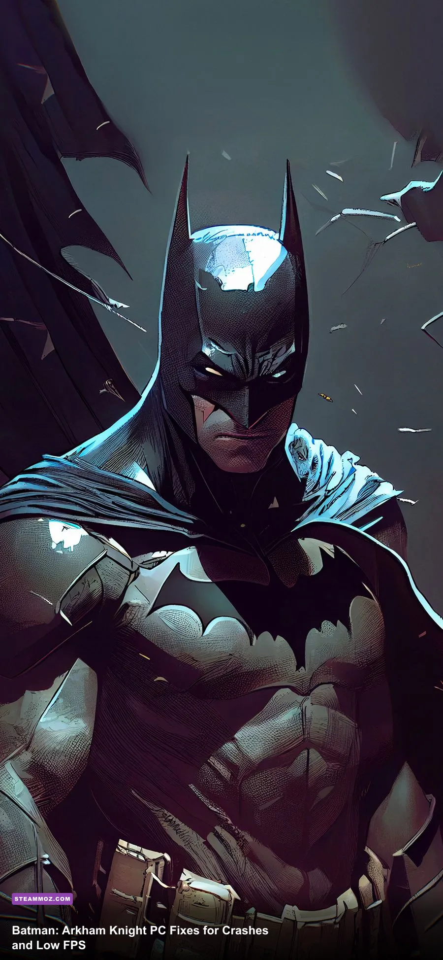 Batman overlooking Gotham City in Batman Arkham Knight