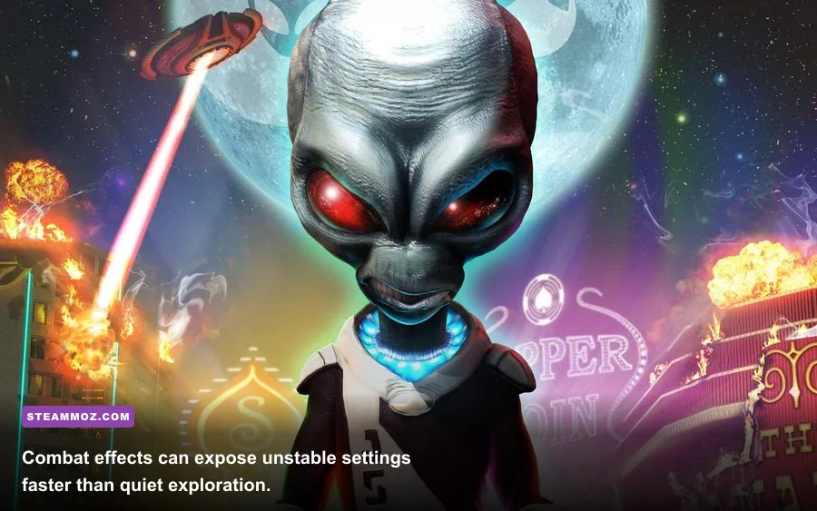 Crypto-137 using the Disintegrator Ray and Anal Probe in Destroy All Humans