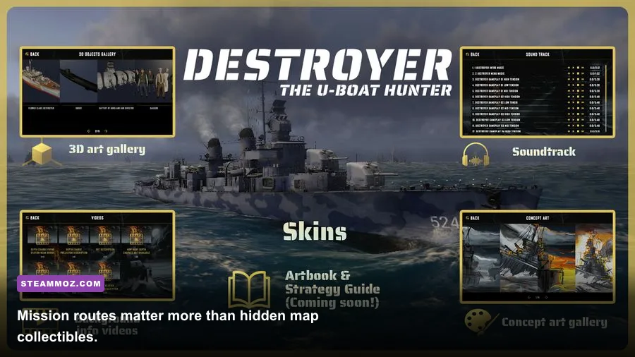 Destroyer The U-Boat Hunter campaign map showing convoy routes and mission objectives