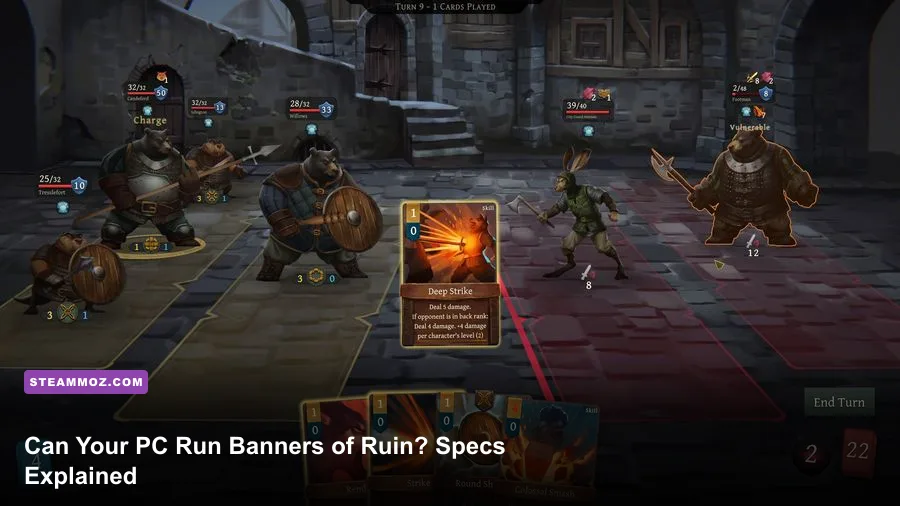 Banners of Ruin party fighting through a tactical card battle
