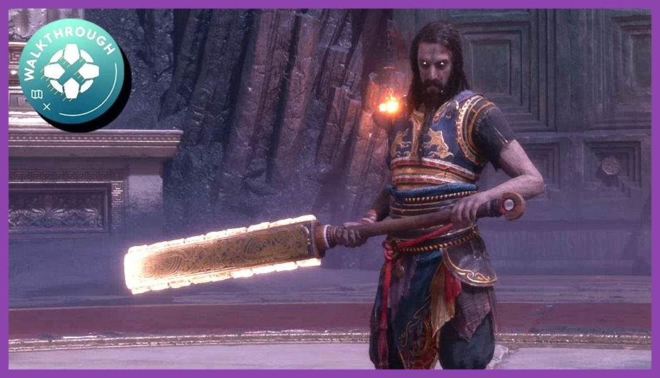 Kratos battling Tyr in the climactic boss fight of Valhalla DLC