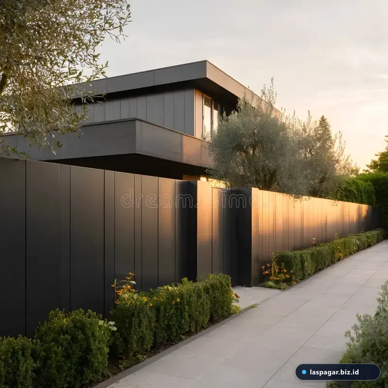 pagar besi hollow minimalis modern finishing hitam untuk rumah