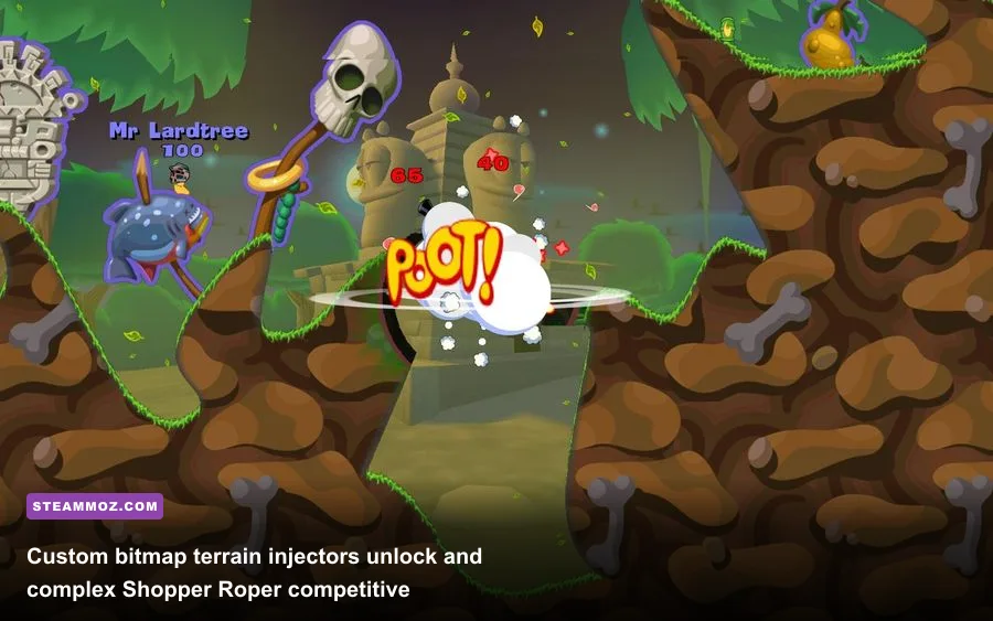 Custom cavern landscape loaded into Worms Reloaded for competitive play