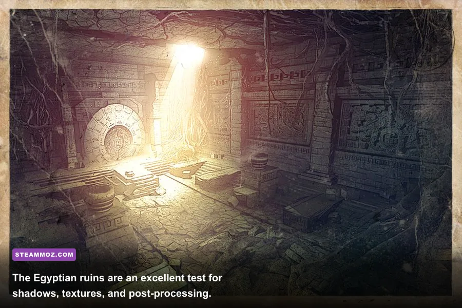 James Lee Quatermain exploring an Egyptian temple in Deadfall Adventures