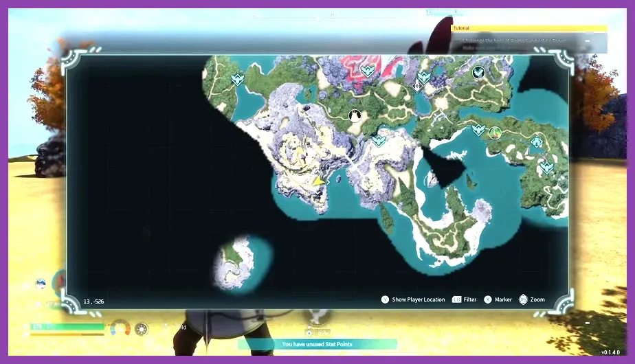 Map highlighting a resource-rich area ideal for a starter base