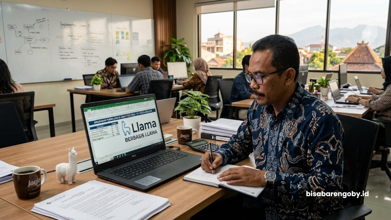 Manajer pengadaan merencanakan anggaran untuk beli AI Analytics untuk perusahaan di Yogyakarta berbasis Llama
