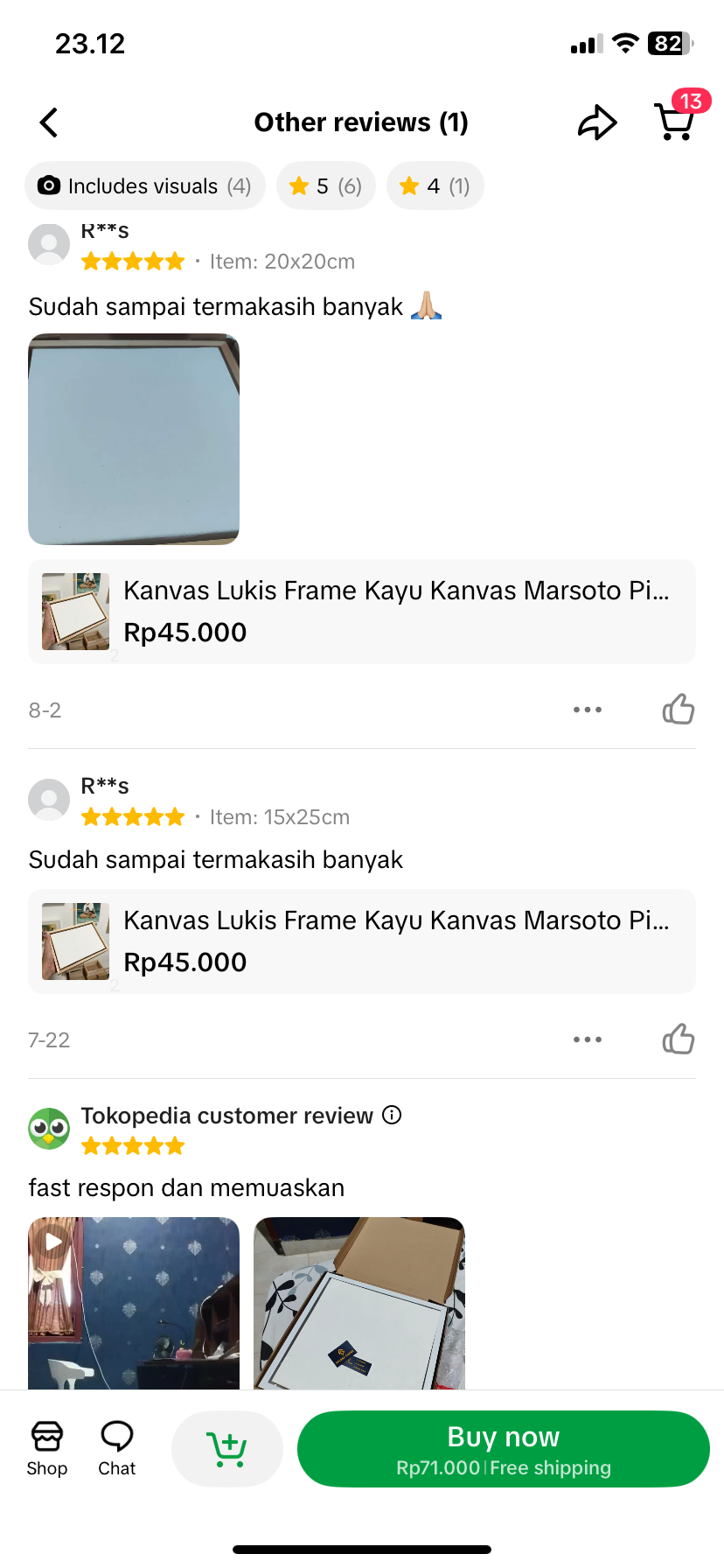 Screenshot testimoni WhatsApp customer Sasana Pigura 12